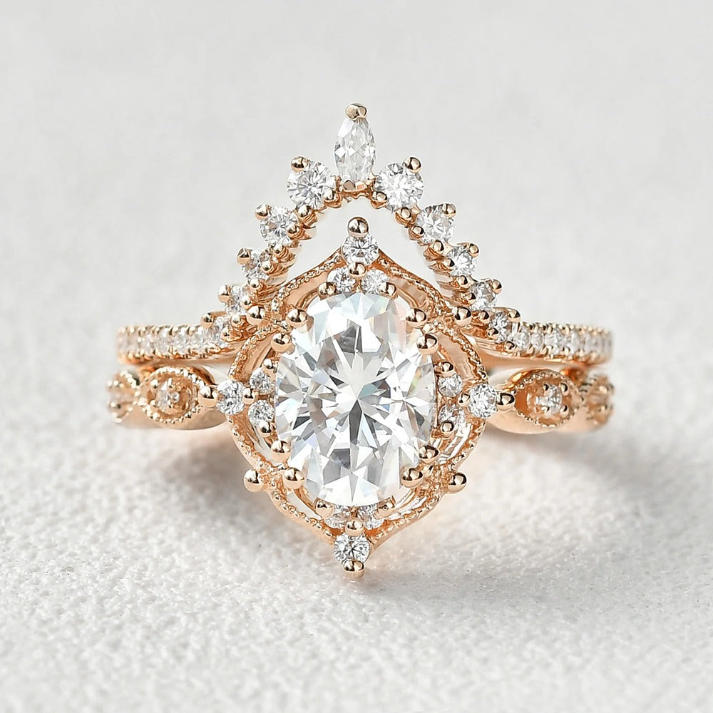 Moissanite D Color Oval Cut Filigree Anniversary Gift For Women