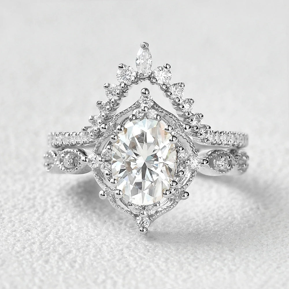 Moissanite D Color Oval Cut Filigree Anniversary Gift For Women