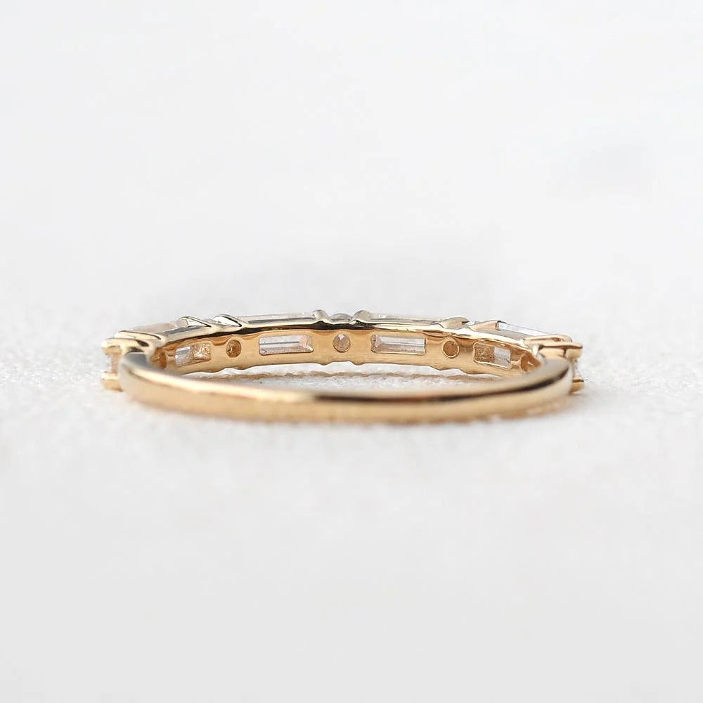 Lab Created Moissanite Baguette Cut Half Eternity Band