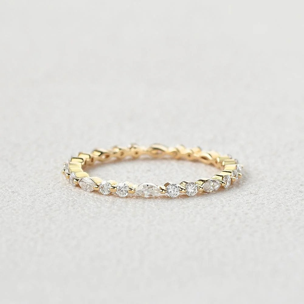 Full Eternity Moissanite Marquise & Round Cut Proposal Band