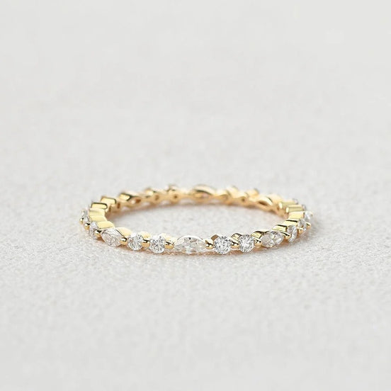 Full Eternity Moissanite Marquise & Round Cut Proposal Band