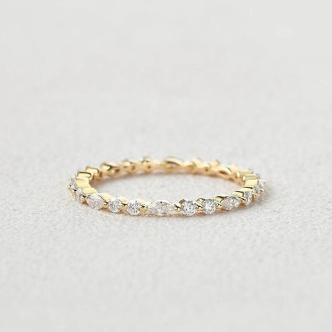 Full Eternity Moissanite Marquise & Round Cut Proposal Band