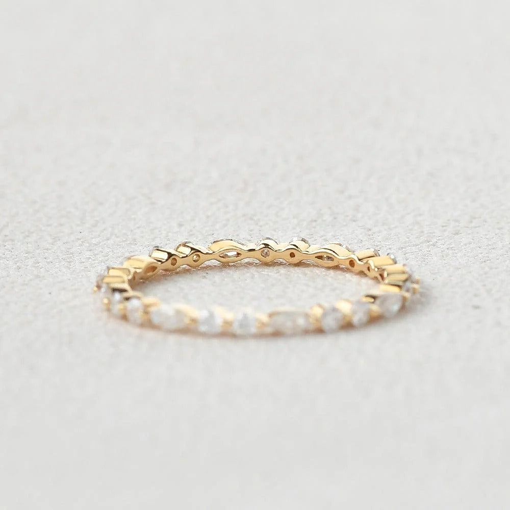 Full Eternity Moissanite Marquise & Round Cut Proposal Band