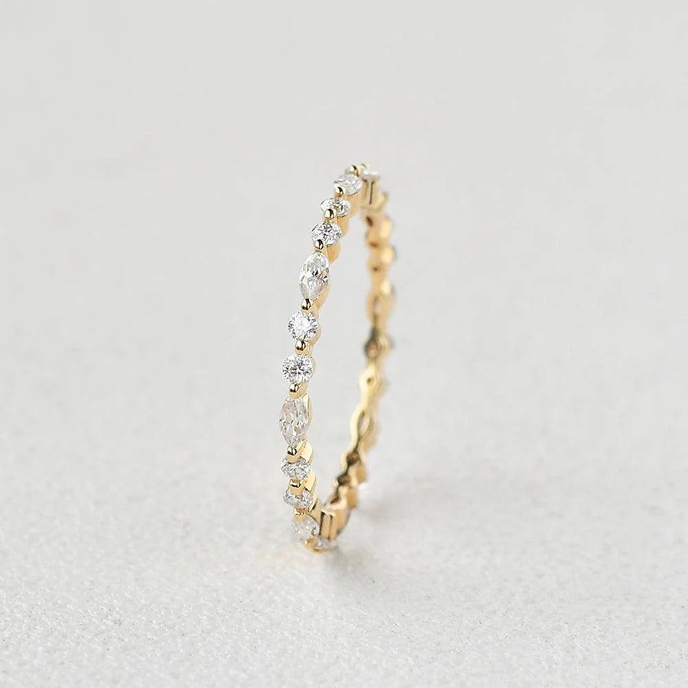 Full Eternity Moissanite Marquise & Round Cut Proposal Band