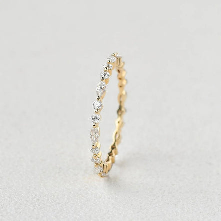 Full Eternity Moissanite Marquise & Round Cut Proposal Band