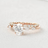 Colorless Moissanite Five Stone Oval Cut Bridal Ring Set For Women