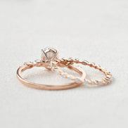 Colorless Moissanite Five Stone Oval Cut Bridal Ring Set For Women