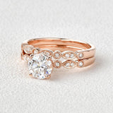 Round Cut 1.50CT Moissanite Art Deco Wedding Ring Set