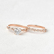Round Cut 1.50CT Moissanite Art Deco Wedding Ring Set