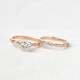 Round Cut 1.50CT Moissanite Art Deco Wedding Ring Set