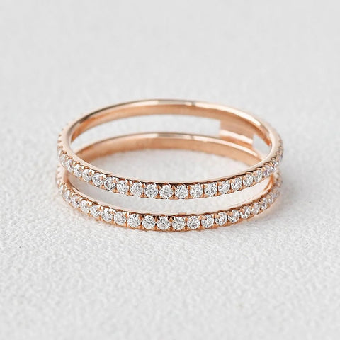 Round Cut Moissanite Eternity Guard Style Band