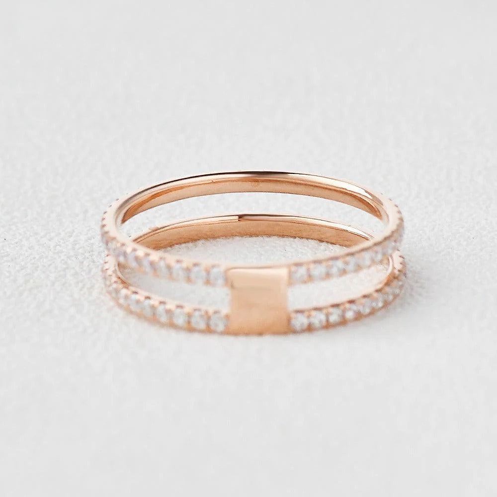 Round Cut Moissanite Eternity Guard Style Band