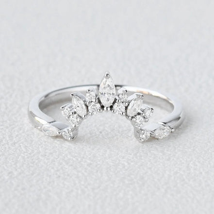Marquise & Round Cut Moissanite Half Eternity Band