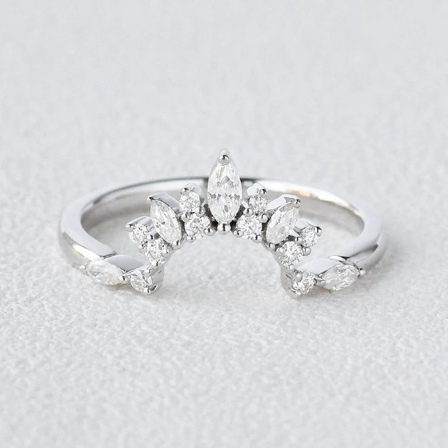 Marquise & Round Cut Moissanite Half Eternity Band
