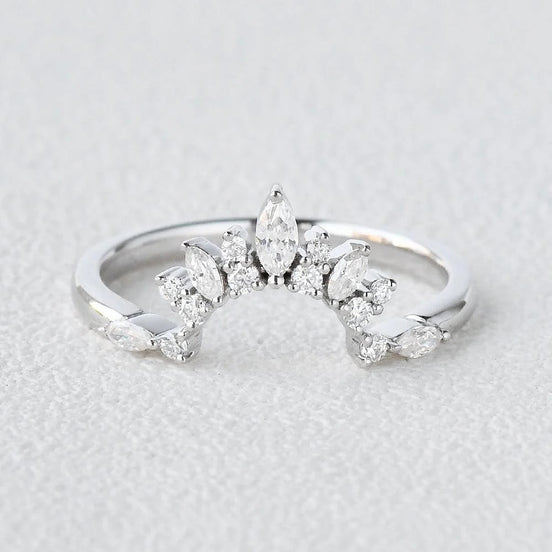 Marquise & Round Cut Moissanite Half Eternity Band