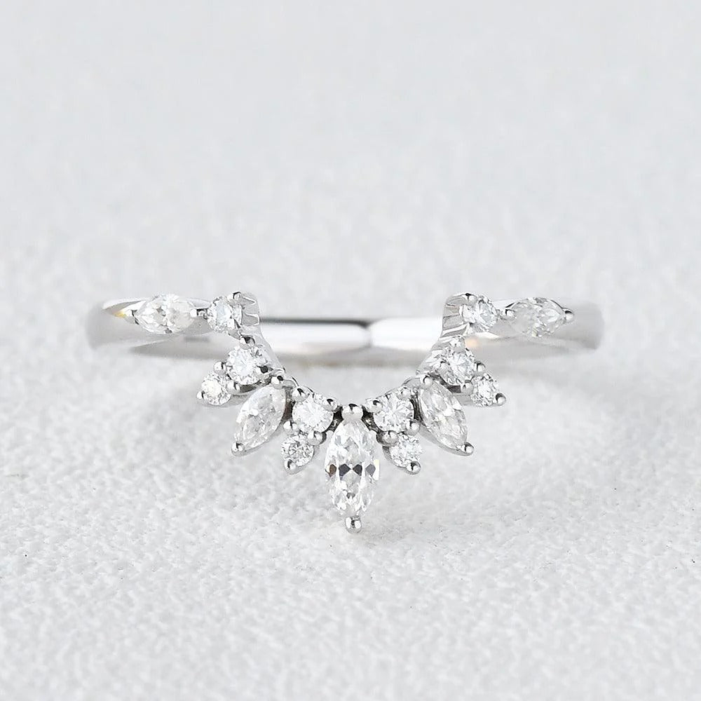 Marquise & Round Cut Moissanite Half Eternity Band