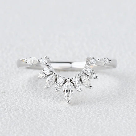 Marquise & Round Cut Moissanite Half Eternity Band