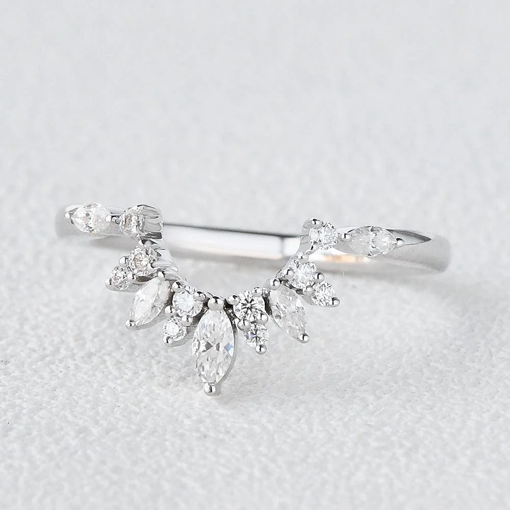 Marquise & Round Cut Moissanite Half Eternity Band