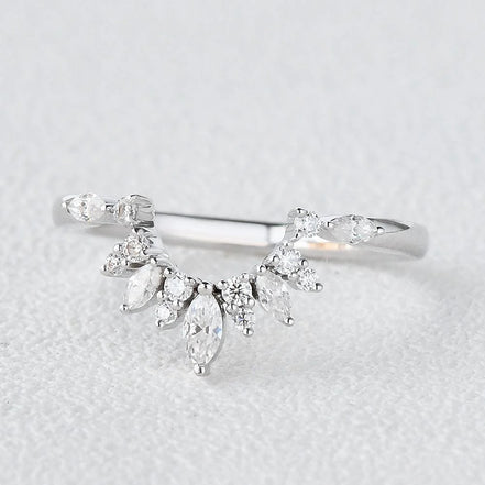 Marquise & Round Cut Moissanite Half Eternity Band