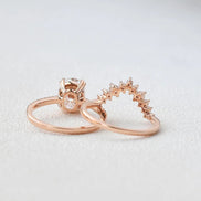 Oval Cut Pave Set Moissanite Wedding Ring Set Gift For Women