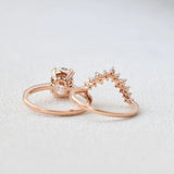 Lab Crated Moissnaite Oval Cut Side Accent Bridal Ring Set