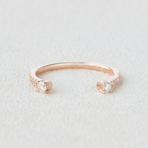 Cuff Style Moissanite Round Cut Wedding Band For Bride