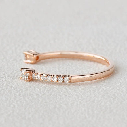 Cuff Style Moissanite Round Cut Wedding Band For Bride