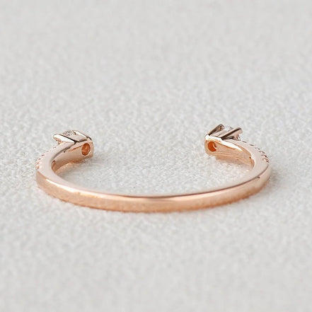 Cuff Style Moissanite Round Cut Wedding Band For Bride