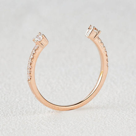 Cuff Style Moissanite Round Cut Wedding Band For Bride
