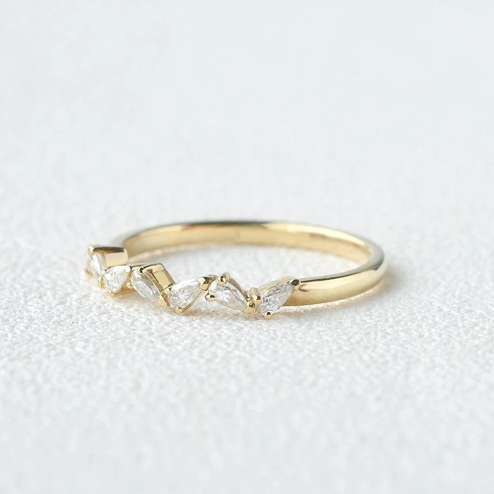 Pear Cut Cluster Half Eternity Wedding Proposal Band