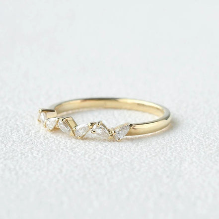 Pear Cut Cluster Half Eternity Wedding Proposal Band
