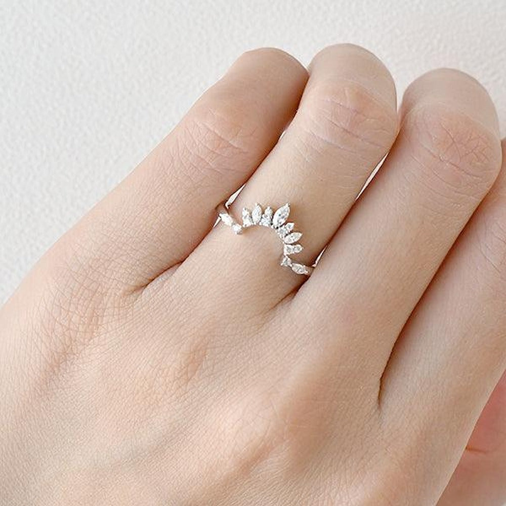 Marquise & Round Cut Moissanite Half Eternity Band