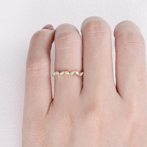 Pear Cut Cluster Half Eternity Wedding Proposal Band