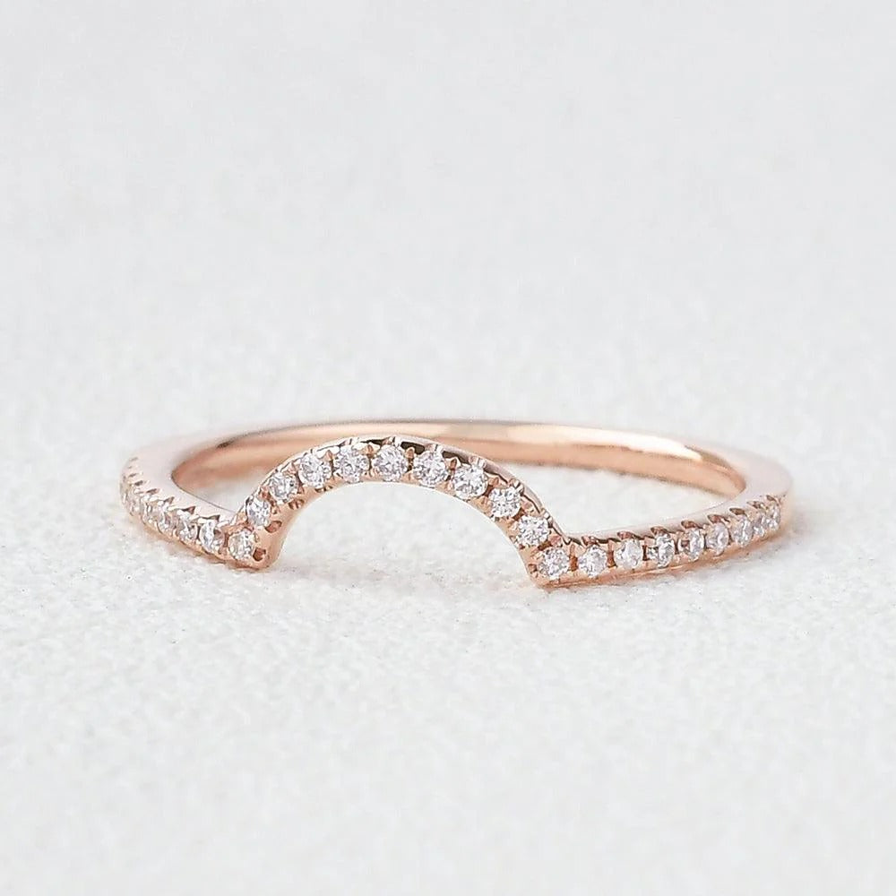 Curved Style Moissnaite Round Cut Eternity Band for Her
