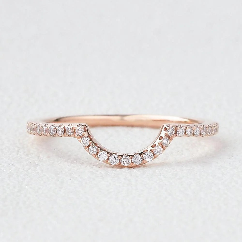 Curved Style Moissnaite Round Cut Eternity Band for Her