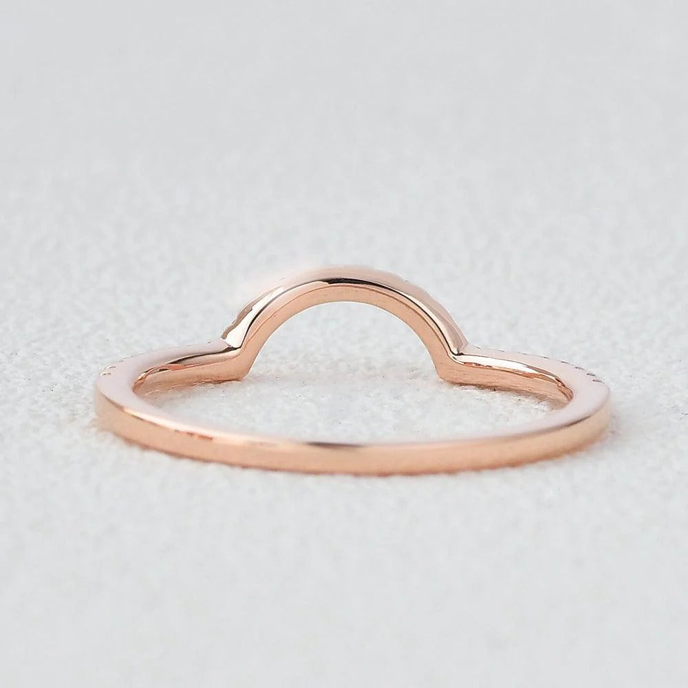 Curved Style Moissnaite Round Cut Eternity Band for Her