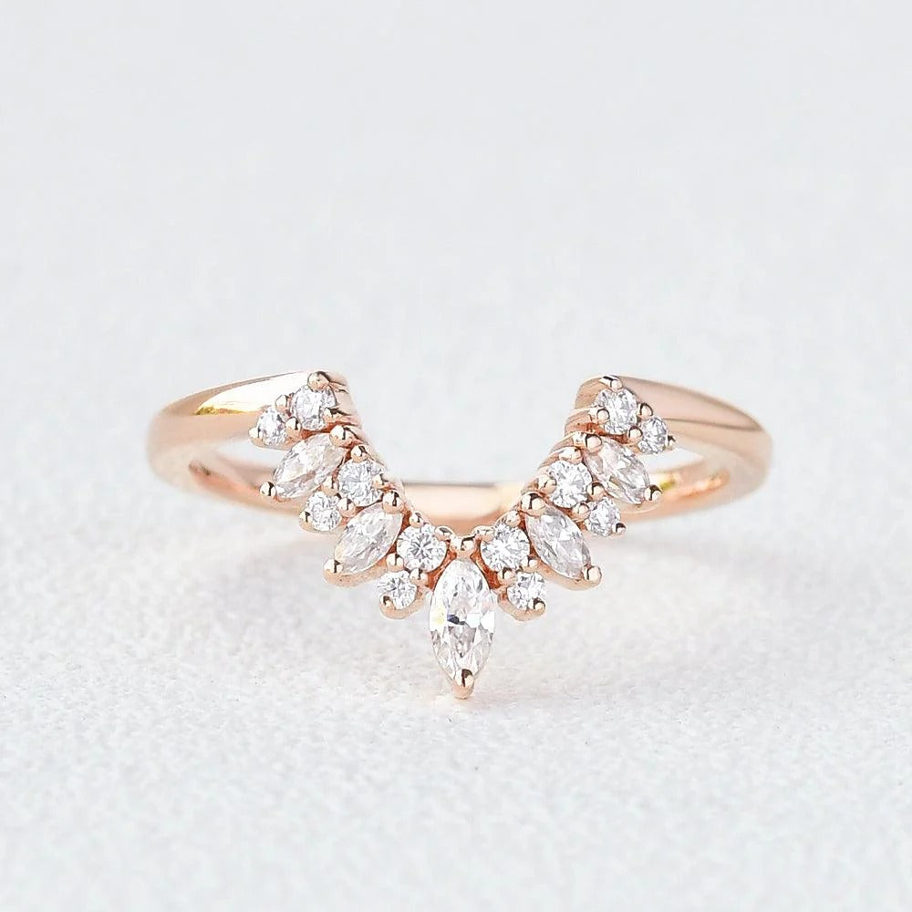 Moissanite Marquise Cut Wedding Band For Women