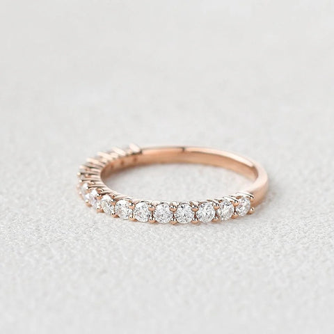 D Color Moissanite Round Cut Half Eternity Band For Wife