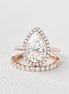 Vintage Halo Pear Cut Colorless Moissanite Ring Set For Her