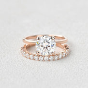 Moissanite Round Cut Solitaire Wedding Ring Set
