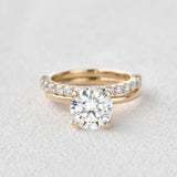 Moissanite Round Cut Solitaire Wedding Ring Set