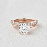 Moissanite Round Cut Solitaire Wedding Ring Set