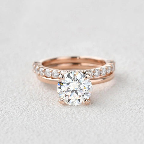 Moissanite Round Cut Solitaire Wedding Ring Set