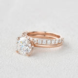 Moissanite Round Cut Solitaire Wedding Ring Set