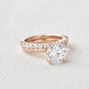 Moissanite Round Cut Solitaire Wedding Ring Set
