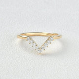 Chevron Style D Color Moissanite Round Cut Band For Women
