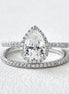 Colorless Moissanite Pear Cut Halo Bridal Set