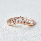 Curved Style Marquise & Round Cut Moissanite Fancy Style Band