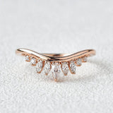 Curved Style Marquise & Round Cut Moissanite Fancy Style Band