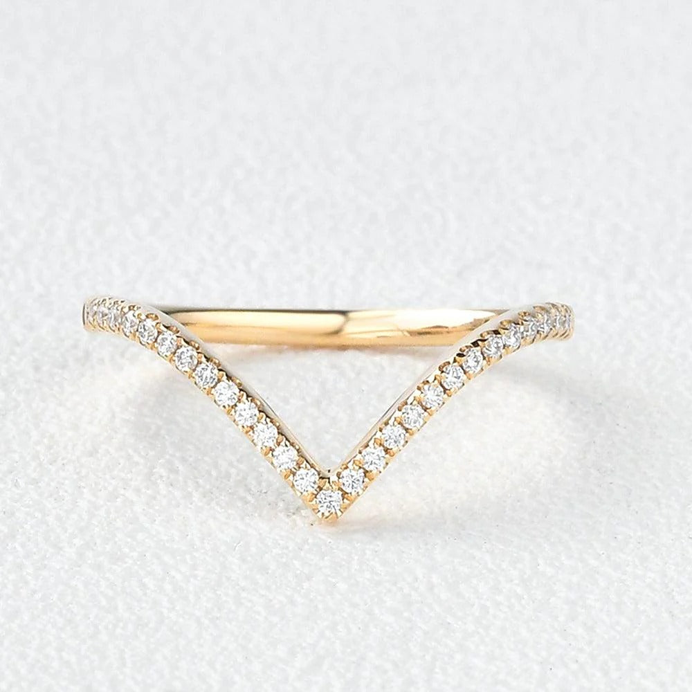 Round Cut Chevron Lab Created Moissanite Band For Women